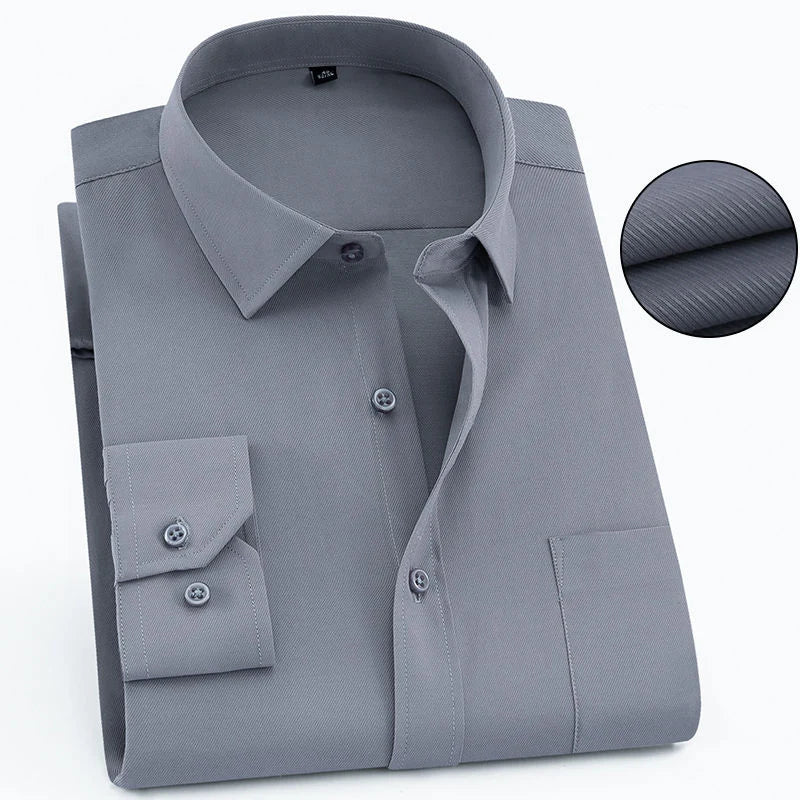Plus Size 9XL 8XL Men's Business Casual Long Sleeved Shirt Classic Striped Male Social Dress Party Tuxedo Shirts Yellow Purple