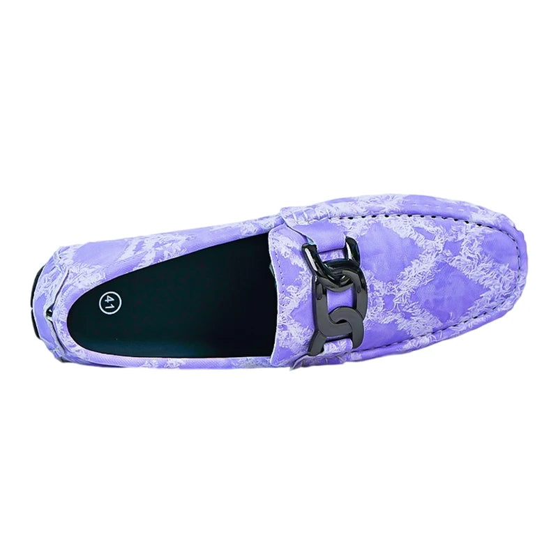 Our 2025 New Fashionable Mens Over Size 38-48 Moccasin Shoes Purple Spring Male Formal Dress Shoes Comfortable Youth Leisure Shoes