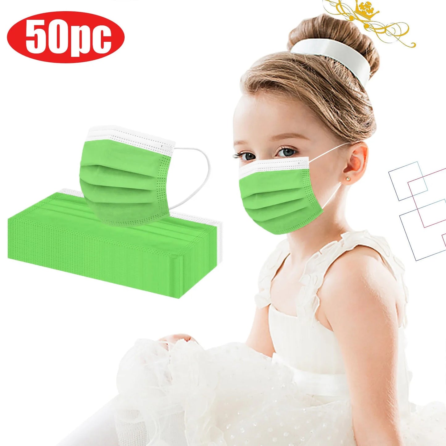 50pcs Kids Face Mask Disposable 3 Ply Safety Face Mask 4-12 Children Face Mask BUY TWO BOXES AND GET A FREE LAPTOP STAND