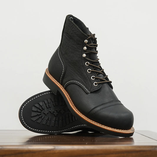 TINTINOS Durable Goodyear-Welted Stitchdown Rugged Style Work Boots Heritage Genuine Leather Moctoeboots For Men 8084 Iron Ranger Boots