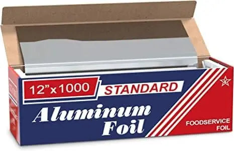 12" X 1000' Aluminum Foil Roll wtih Blue Nitirle Gloves Combo Pack (4 Rolls)