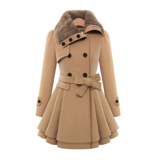 New 2025 Women's Woolen Jacket Long Slimming Smoothing Overcoat Double Row Buttoned Narrow Fit European And American Style