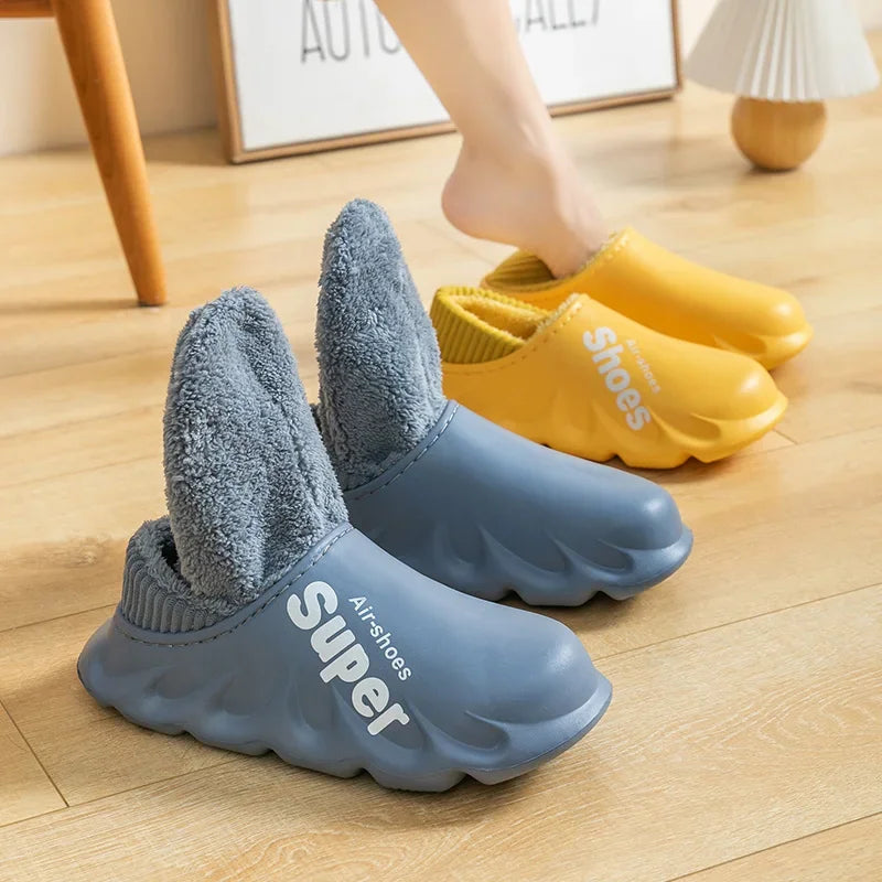 2024-2025 Winter Men Indoor Warm Slippers Plush Waterproof Anti Slip Cotton Shoes for  Women Slip-on Casual Snow Walking Loafers - FREE SHIPPING