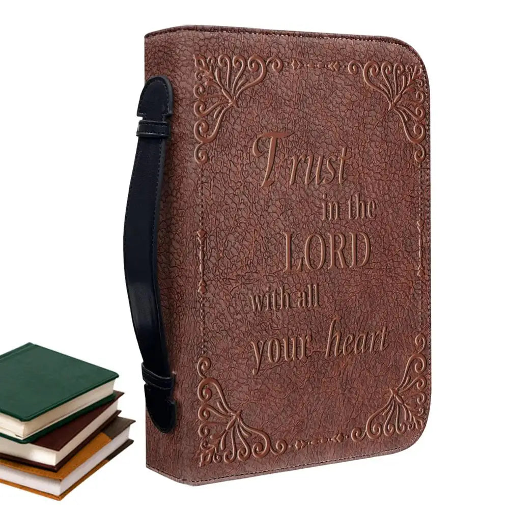 Vintage Bible Cover Carrying Case PU Leather Carrying Bag Protective Case Portable Carrying Book Case Church Bag With Handle