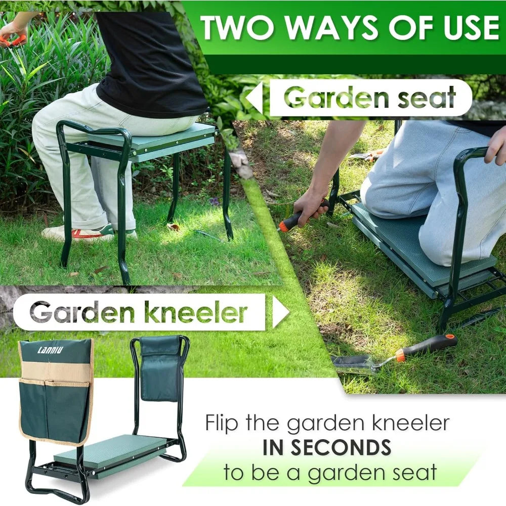 Brand New 2024 Garden Kneeler and Seat, Foldable Garden Stool, Heavy Duty Garden Chair for Kneeling and Sitting, Gardening Gifts