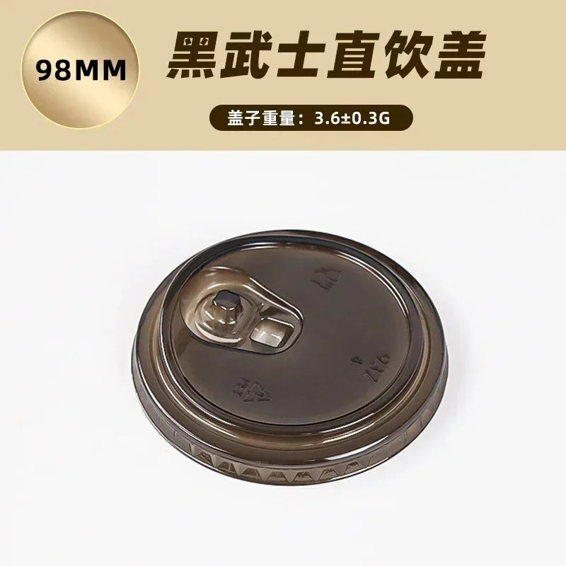 100pcs 98/90mm Caliber Cup Lid Disposable Plastic Transparent Cup Cover Milk Tea Coffee Drinks Packaged Leak Proof Cup Lids