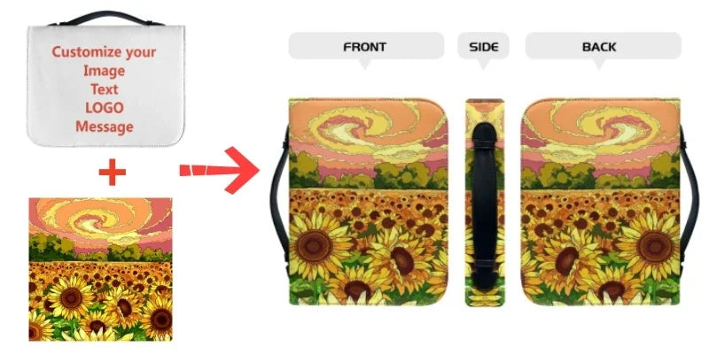 Women's Handbags Portable Bible Storage Bags Fashion New Leather Bible Verse Printing Zippered Handle Church Bible Bag Custom