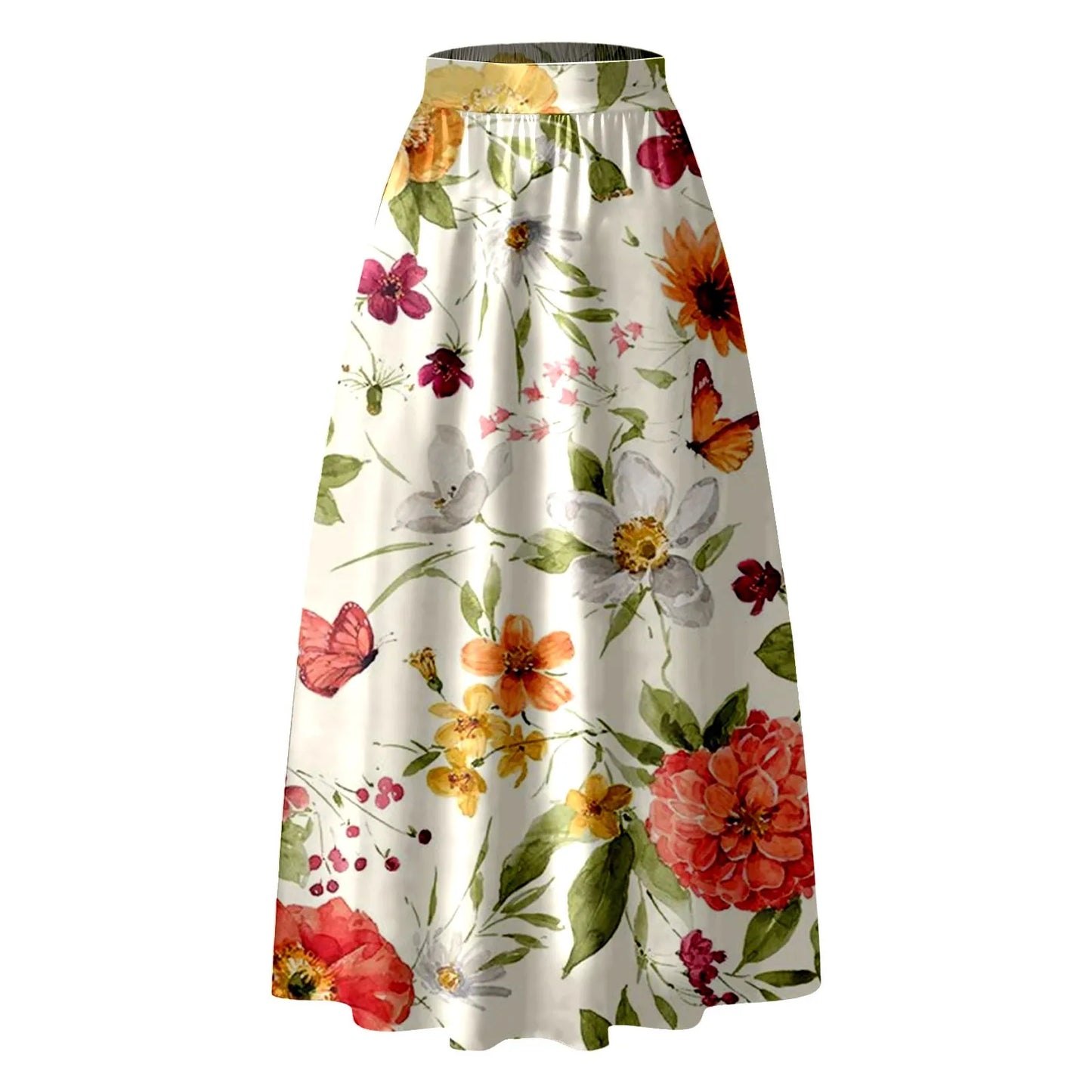 NEW 2024 Women Bohemian Floral Print Maxi Skirt Fashion High Waist Party Retro Pocket Summer Long Skirt Elegant Lady Casual Loose Skirts