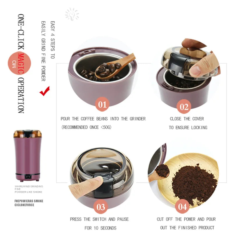 Mini Portable Electric Grinder Food Bean Research Seasoning Multifunctional Coffee Bean Grinding Home Grinder Kitchen Tools