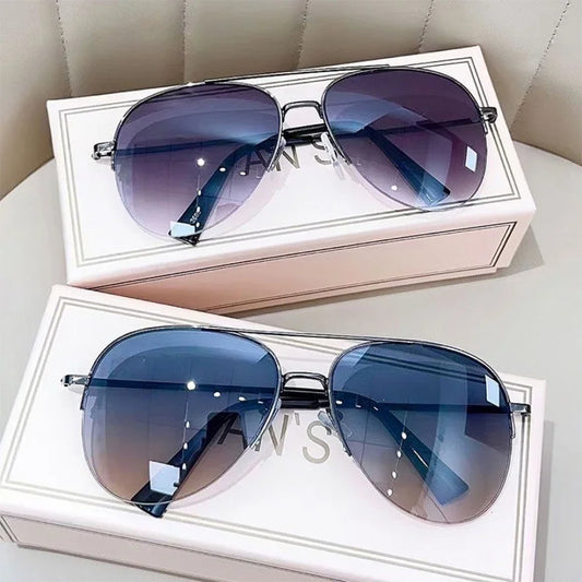 Summer Summer Time is here Fashion Gradient Sunglasses for Men Big Frame Pilot Sun Glasses Design Anti-reflective Lunette De Soleil Homme UV400 (No Box)