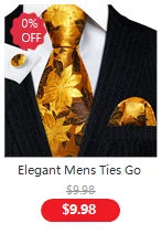 Barry.Wang Jacquard Animal Silk Men Tie Hankerchief Cufflinks Set Novelty Necktie for Male Gift Wedding Business Party 30 Styles