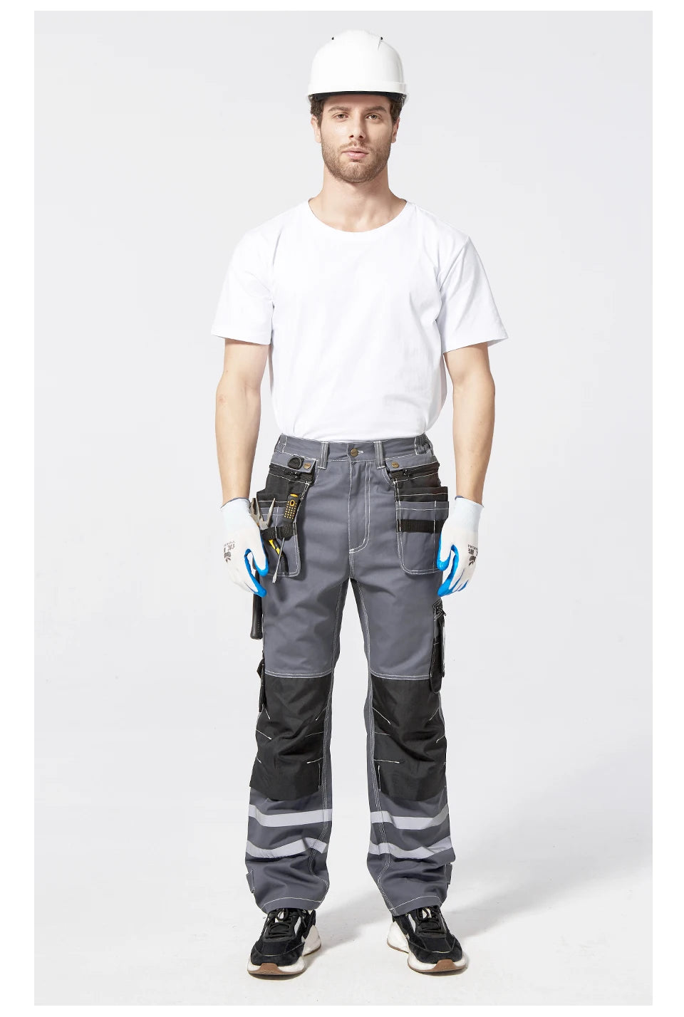 Electrician Men Working Pants Multi Functional Pockets Wear-resistance Workwear Trousers Reflective Work Mechanic Repair Mens Cargo Pants