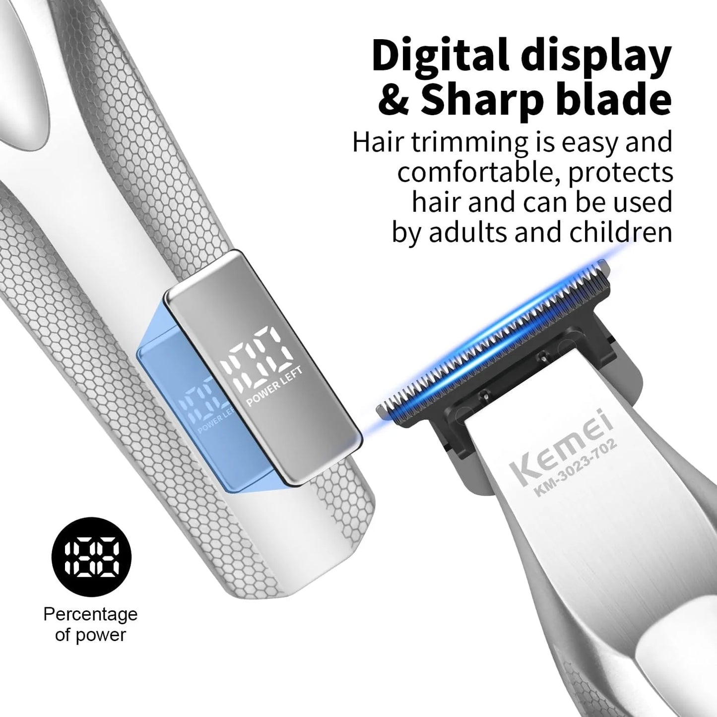 Kemei Barber Professional Hair Clipper and Hair Trimmer Combo Electric Men Zero Gapped Trimmer Fade Finish Hair Cutting Machine