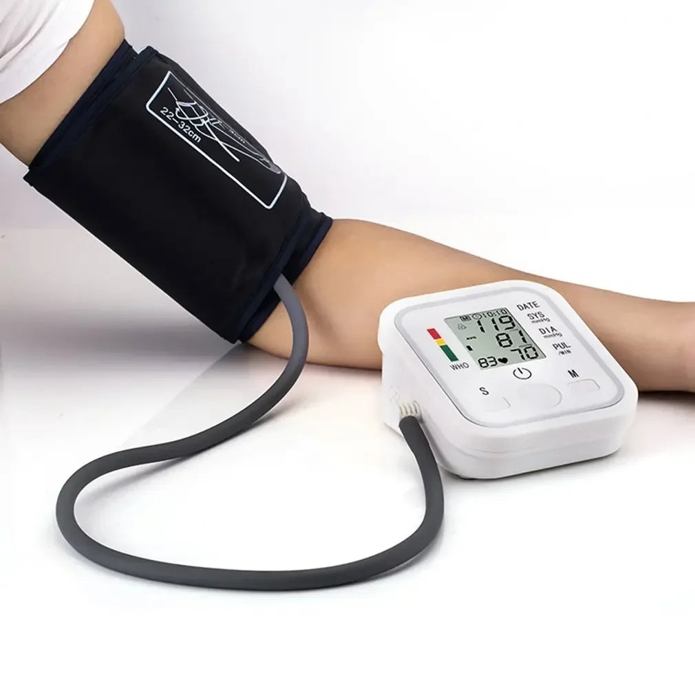 Digital Arm Blood Pressure Test Kit Cuff Sensor Monitor BP Automatic Pressure Tonometer Tensiometer Heart Rate Pulse Meter