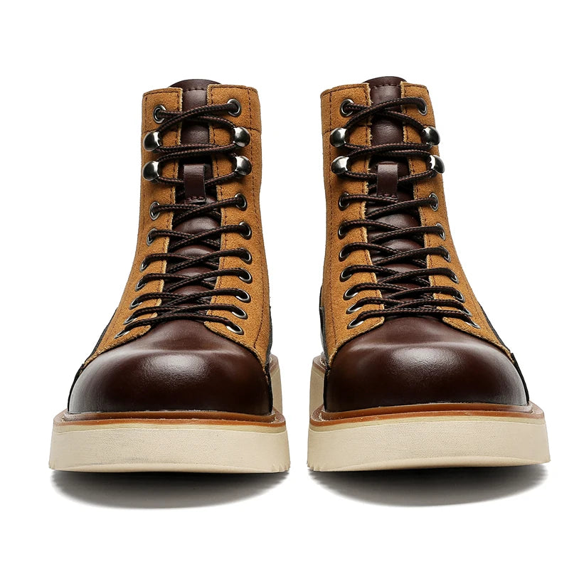 New Collection 2024-2025  Brand Men Genuine Leather  Boots 2024 Men Brand Comfortable Retro British Style Work Outdoor Ankle Classic Handmade Boots Buy one boots Get a free Laptop stand