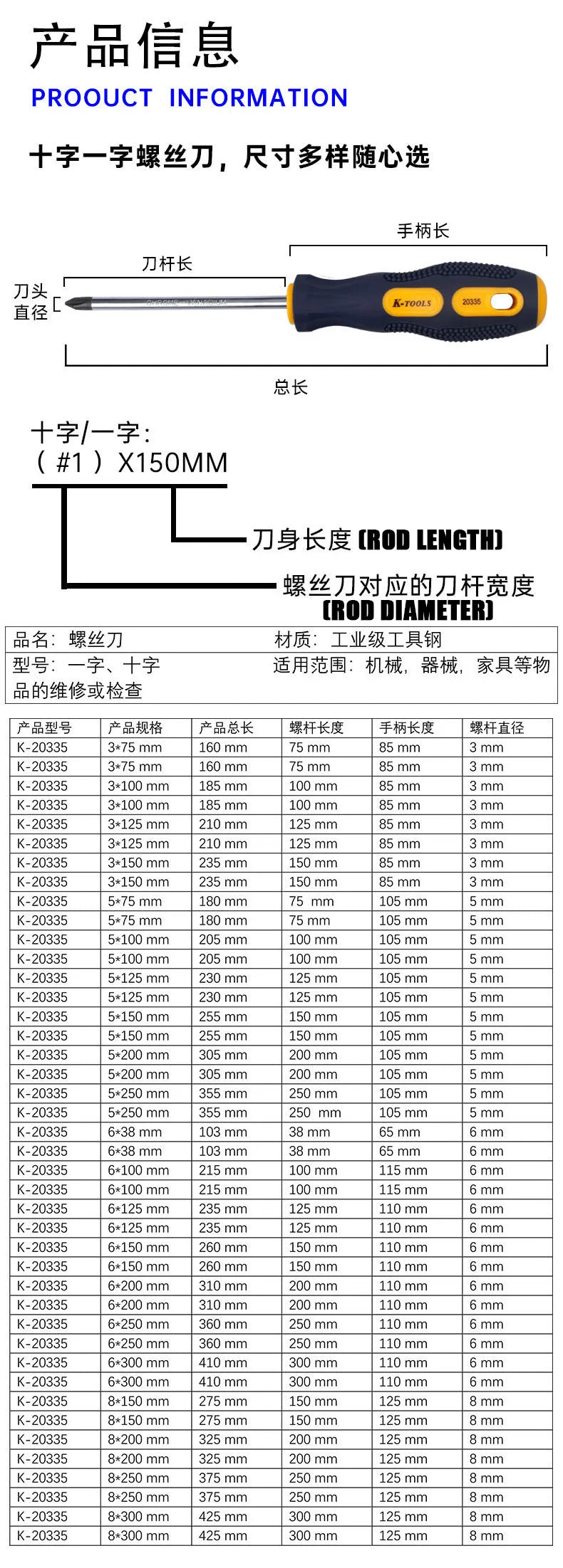 3*150-6*150mm PH0 PH1 PH2 Phillips Screwdriver 3MM 5MM 6MM Slotted Screw Driver Multifunctional Magnetic Cross Bolt Driver Tools