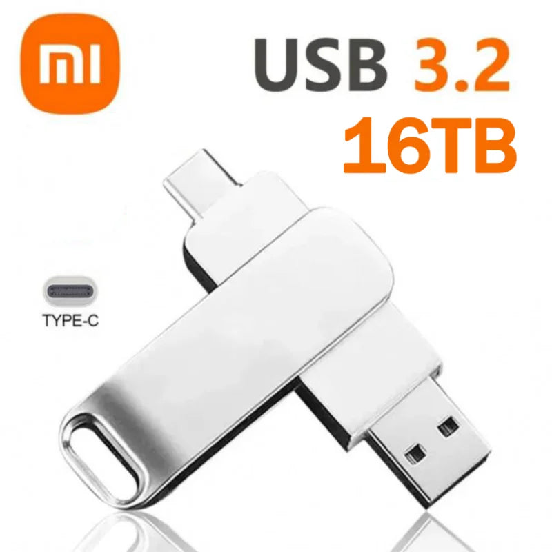 Xiaomi 16TB Flash Drive Usb 3.2 Super High Speed Metal Transfer U Disk Pen Drive Waterproof Type C Disk SSD USB Drive Disk WHEN YOU BUY ONE WE WILL OFFER YOU A FREE LAPTOP STAND GIFT ORDER NOW BEFORE THIS PROMOTION END