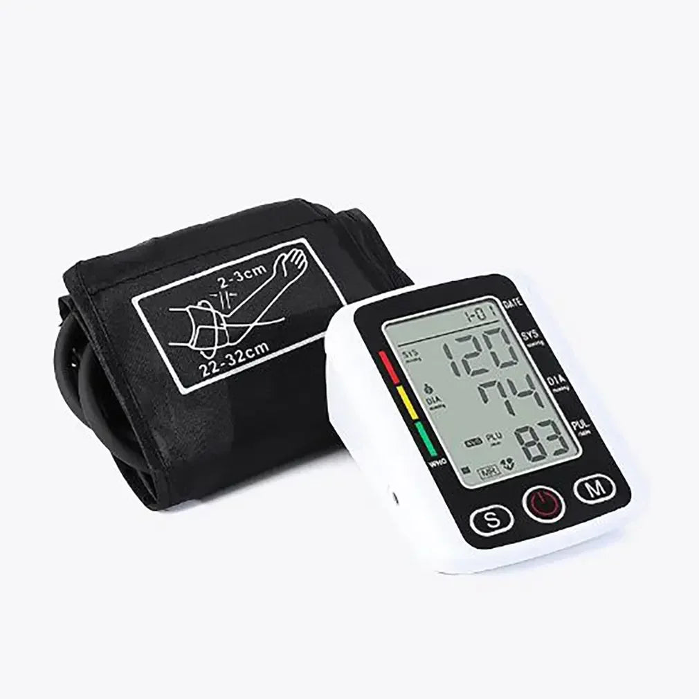 Digital Arm Blood Pressure Test Kit Cuff Sensor Monitor BP Automatic Pressure Tonometer Tensiometer Heart Rate Pulse Meter