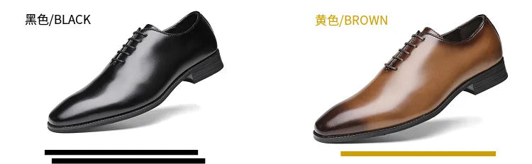 English new Style 2024-2025  Men Leather Shoes Prince Classic Formal Whole-cut Dress Shoes Hand Rubbing Lace Up Business Leather Shoes Oxford