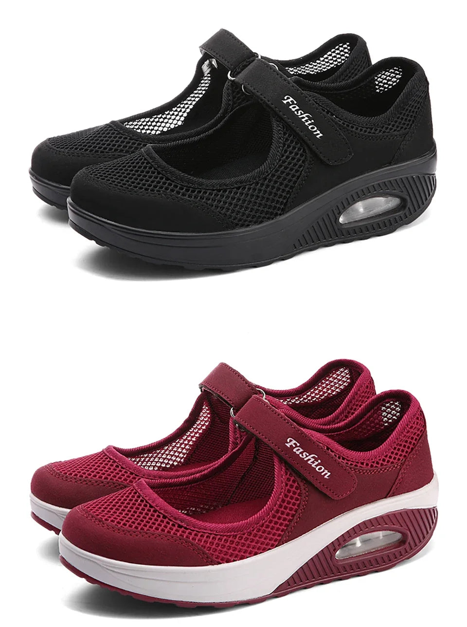 Women Tennis Shoes New Hook Loop Air Cushion Shoe Non-slip Sole Breathable Female Casual Increase Footwear Outdoor Walk Sneakers