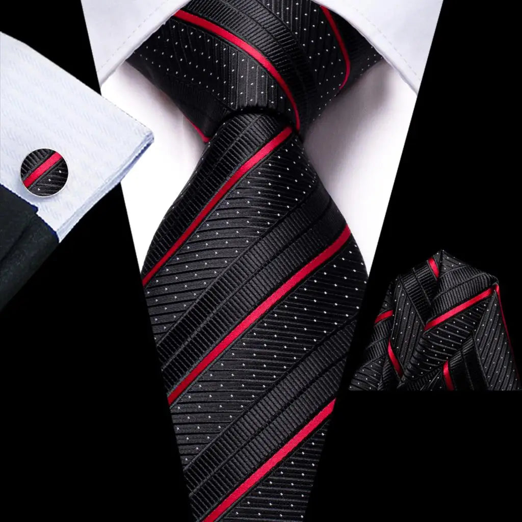 Our Brand  2025 Hi Tie Striped Sage Green Mens Fashion Necktie Handkerchief Cufflinks for Tuxedo Accessory Classic Silk Luxury Tie for Man Gift