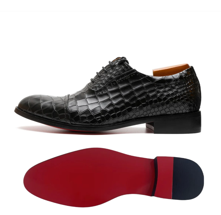 Brand New Collection 2025  ON SALES N0W Shoes for Men Black Handmade Crocodile Leather Oxfords Shoes Men Red Bottom Dress Wedding Shoes Business Casual Luxury Plus Size