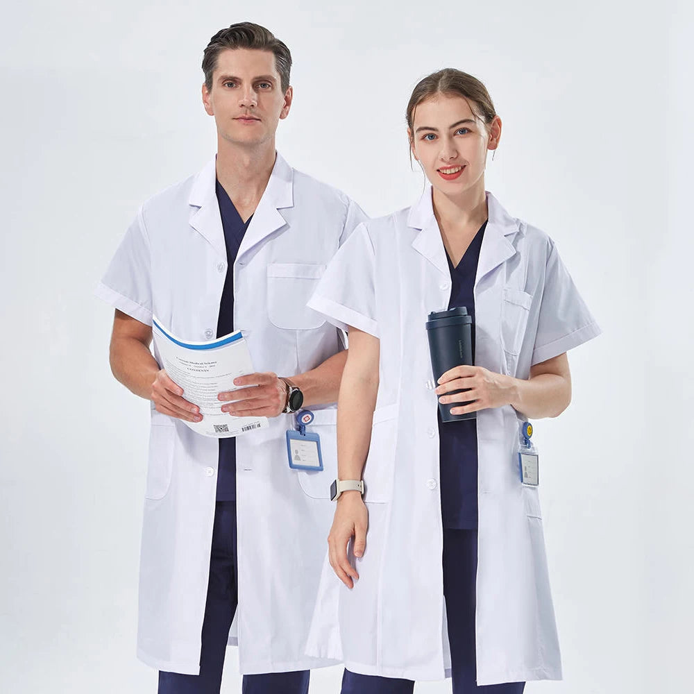 NEW 2024  White Lab Coat for Women Men Students Chemistry Healthcare Professionals Nurse Long Sleeves Doctor Work Robe XK002