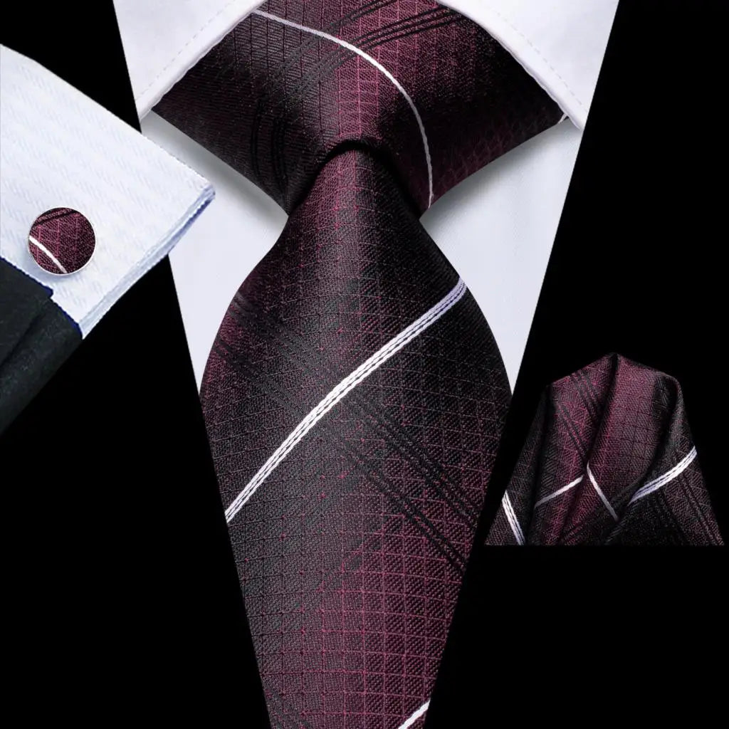 Our Brand  2025 Hi Tie Striped Sage Green Mens Fashion Necktie Handkerchief Cufflinks for Tuxedo Accessory Classic Silk Luxury Tie for Man Gift
