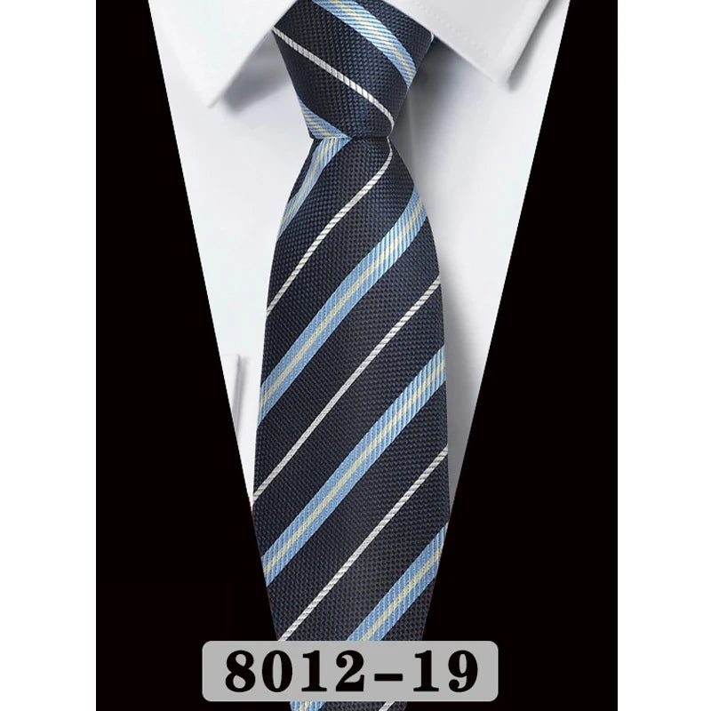 Men's Tie Fashion 8cm Classic Necktie Stripes Navy Blue Ties Business Wedding Mans Neckwear Gift Accessories