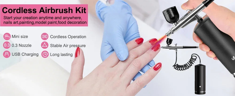 Nail Airbrush Portable Airbrush With Compressor Painting Air Brush Mini Compressor Paint gun For Nail Art Paint Crafts Modeling