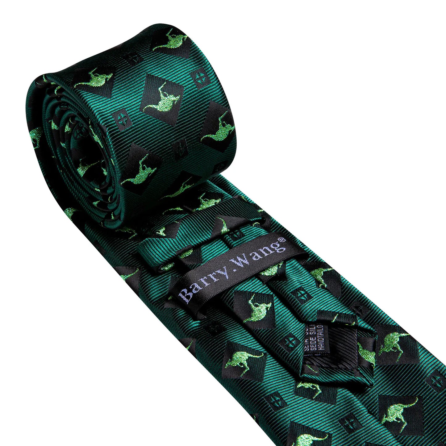 Barry.Wang Jacquard Animal Silk Men Tie Hankerchief Cufflinks Set Novelty Necktie for Male Gift Wedding Business Party 30 Styles