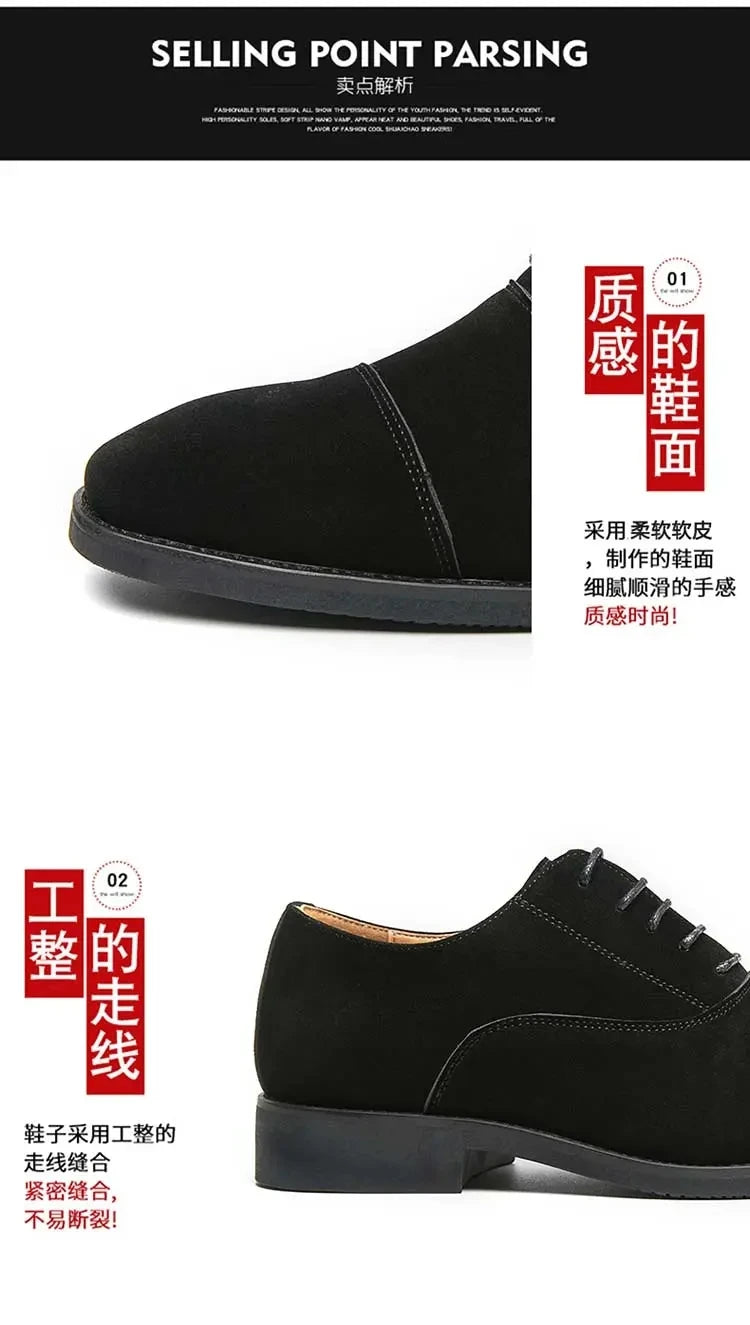 New 2024-2025 Men New Fashion Derby Shoes Pointed Anti Fleece Leather Lace up Business Dress Leather Shoes Black Brown Size 38-48