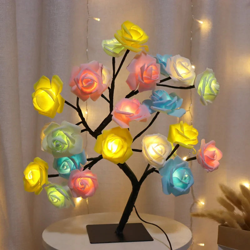 LED Rose Flower Table Lamp USB Fairy Lights Night Lights Home Celebration Wedding Bedroom Decoration
