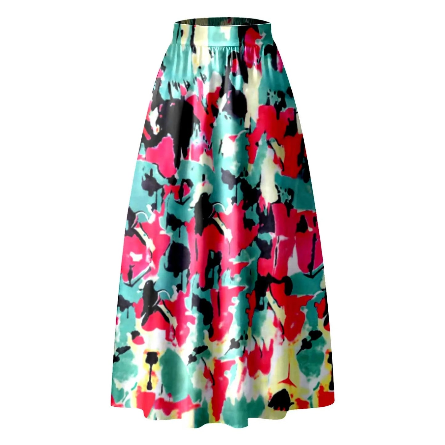 NEW 2024 Bohemian Floral Print Maxi Skirt High Waist Party Beach Pocket Long Pleated Skirts For Women Elegant Plus Size Loose Skirts