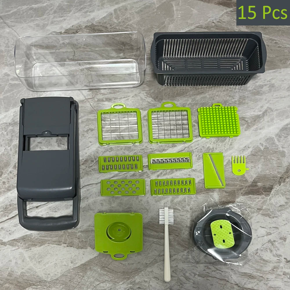 15/17 in 1 Multifunctional Vegetable Slicer，Onion Chopping Machine，Food Chopper，Kitchen Vegetable Chopper Tools.Kitchen Gadget