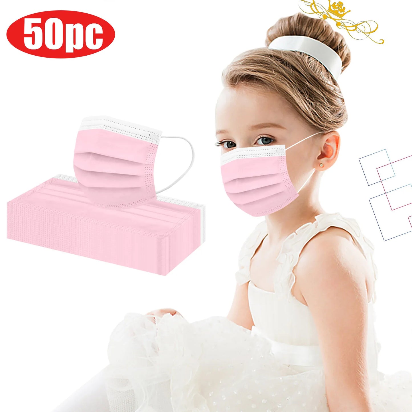 50pcs Kids Face Mask Disposable 3 Ply Safety Face Mask 4-12 Children Face Mask BUY TWO BOXES AND GET A FREE LAPTOP STAND