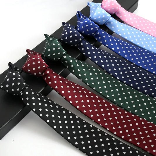 Brand New 2025 Fashion Dot Tie For Mens 8CM Necktie Business Formal Polka Dot Necktie Wedding Gift Orange Blue Red Tie Accessories Gravatas