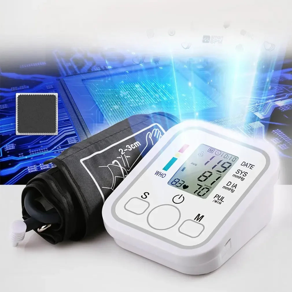 Digital Arm Blood Pressure Test Kit Cuff Sensor Monitor BP Automatic Pressure Tonometer Tensiometer Heart Rate Pulse Meter
