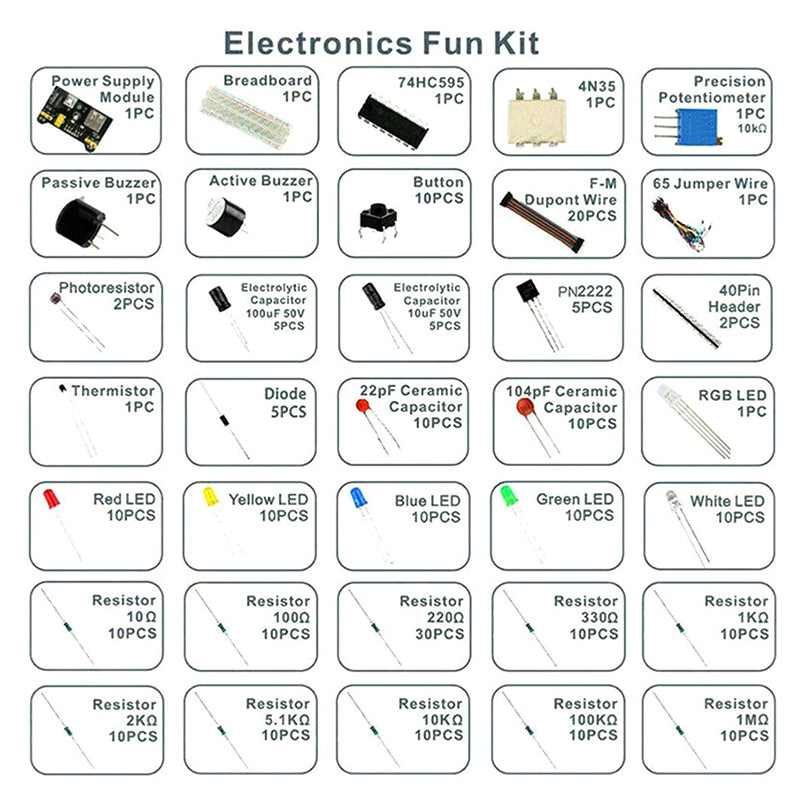 DIY Starter Electronic Kit 830 Tie-points Breadboard for Arduino UNO R3 Electronics Components Kit with Box