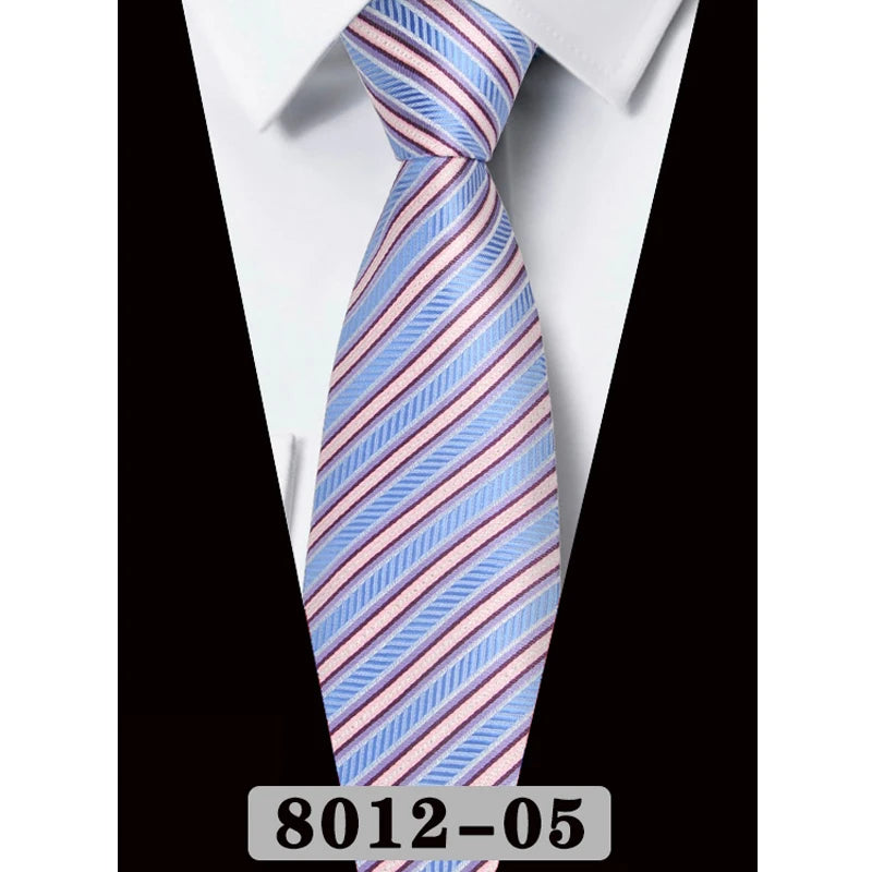 Men's Tie Fashion 8cm Classic Necktie Stripes Navy Blue Ties Business Wedding Mans Neckwear Gift Accessories