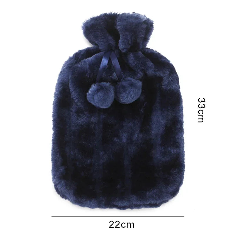 2000ML Hot Water Bottle Thick Water Injection Rubber Soft Plush Hot Water Bag Winter Feet Hand Warmer Bouillotte Warm Bouillotte