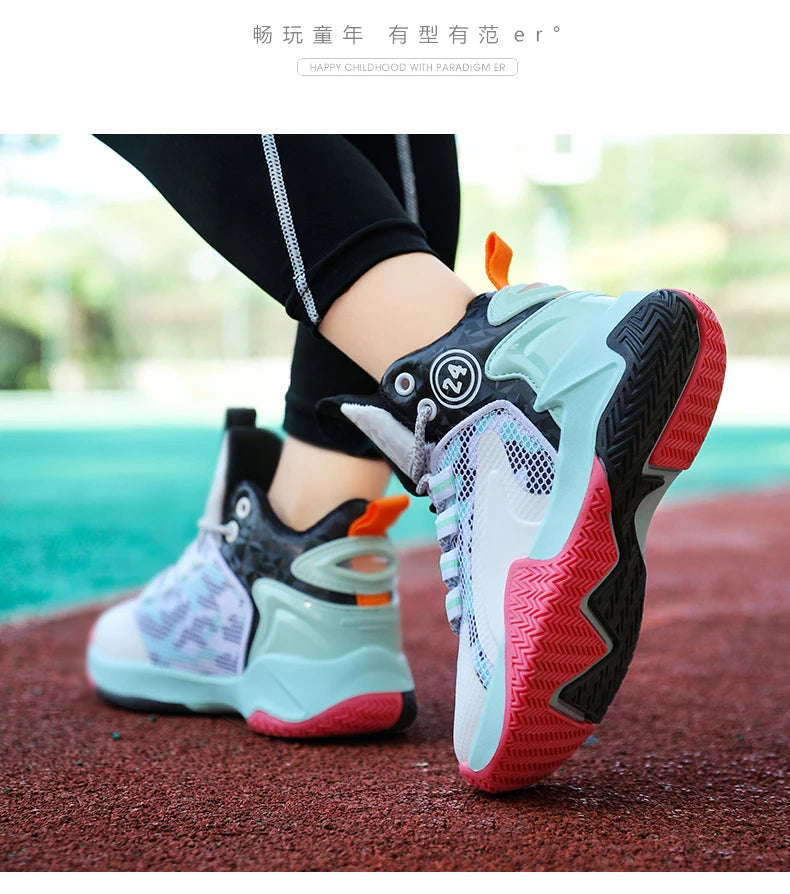 New Kids Basketball Shoes Boys Original Professional Men Field Breathable Gym Cushion Women Basketball Boots Tennis Sports Shoes