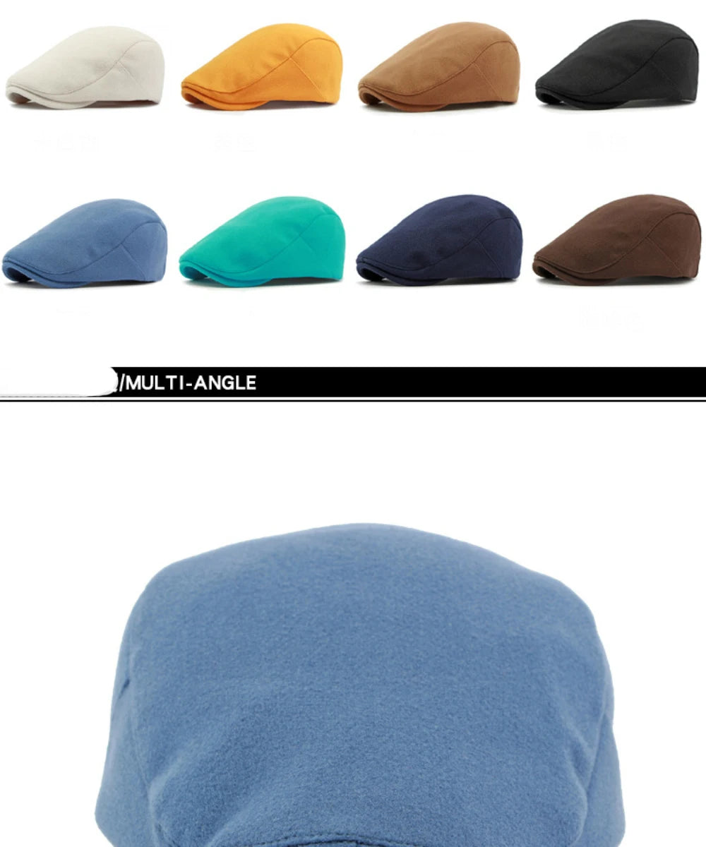 NEW 2025 Collections HT4292 Beret Cap Autumn Winter Cap Women Hat Solid Plain Artist Painter Beret Hat Adjustable   Flat Cap Men Wool Beret