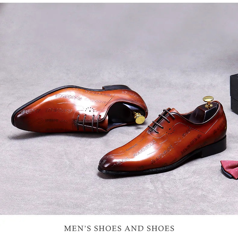 Our New Collections 2024-2025 Handmade Mens Wedding Oxford Shoes Brown Genuine Leather Brogue Men's Dress Shoes Lace Up Business Formal Shoes For Men