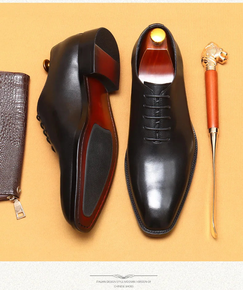 2024-2025 Italian Design Genuine Leather Shoes for Men Business Shoes Lace Up Oxfords Male Wedding Dress Shoes Men Plus Size 37-46