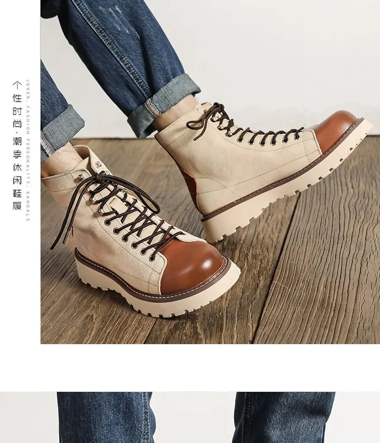 Our new collection 2024-2025 Mid-british Desert Boots for Men Color Match Autumn Winter Designer Cow Leather Platform Shoes Male Fashion Casual Ankle Boots BUY ONE AND GET A FREE GIFT LAPTOP STAND
