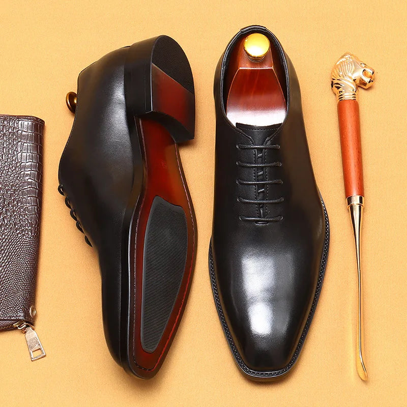 2024-2025 Italian Design Genuine Leather Shoes for Men Business Shoes Lace Up Oxfords Male Wedding Dress Shoes Men Plus Size 37-46