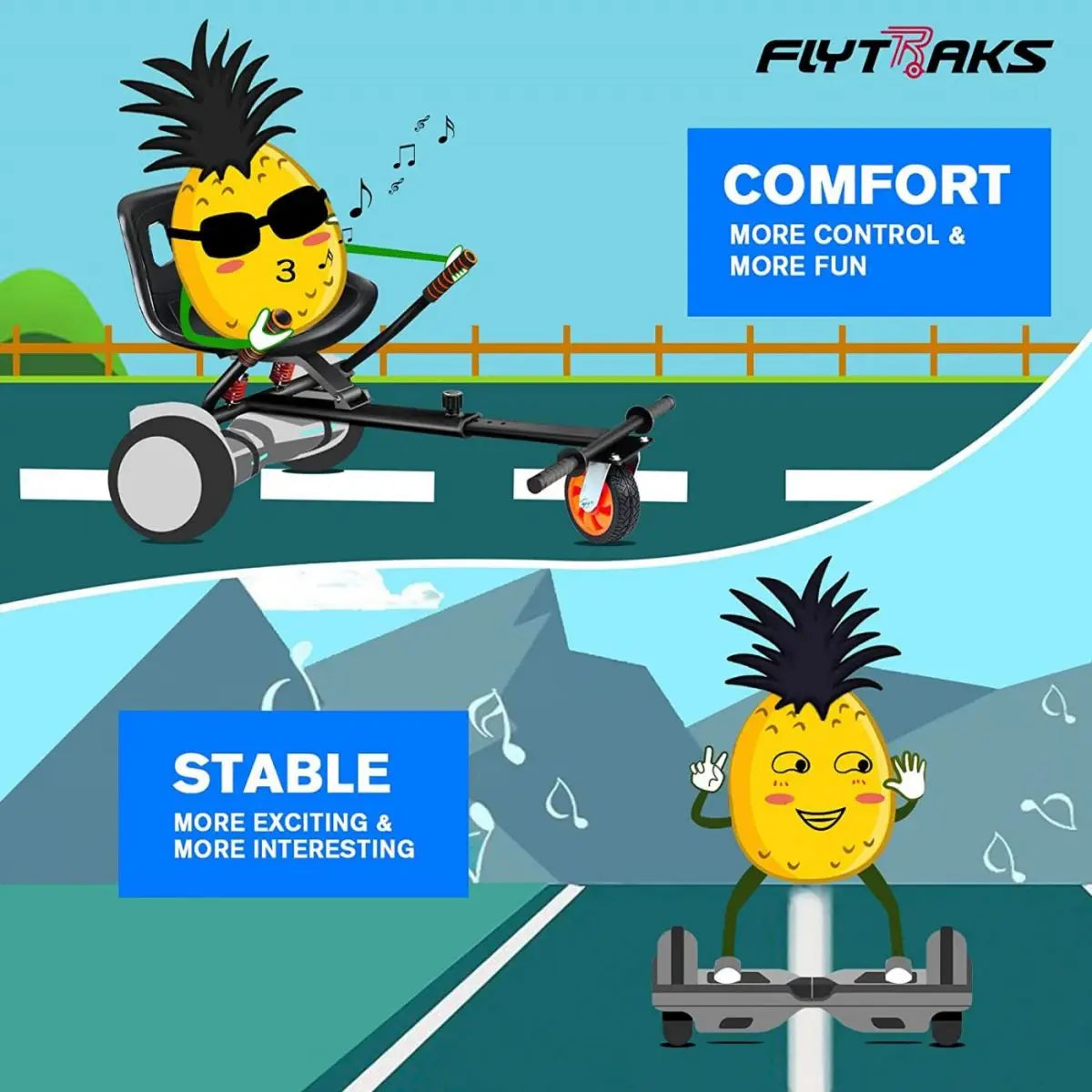 Gyroor Hoverboard Seat Attachment, hoverboard go with Adjustable Frame Length Compatible with 6.5'' 8'' 10'' Hoverboard