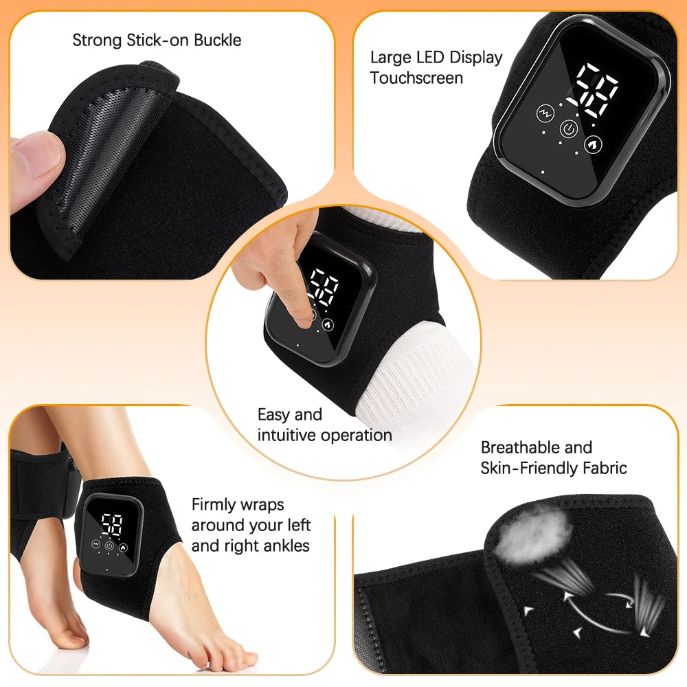 Heating Ankle Massage Belt Electric Hot Compress Vibration Massage Hand Wrist & Foot Ankle Guard Band Carpal Wrap Support Brace