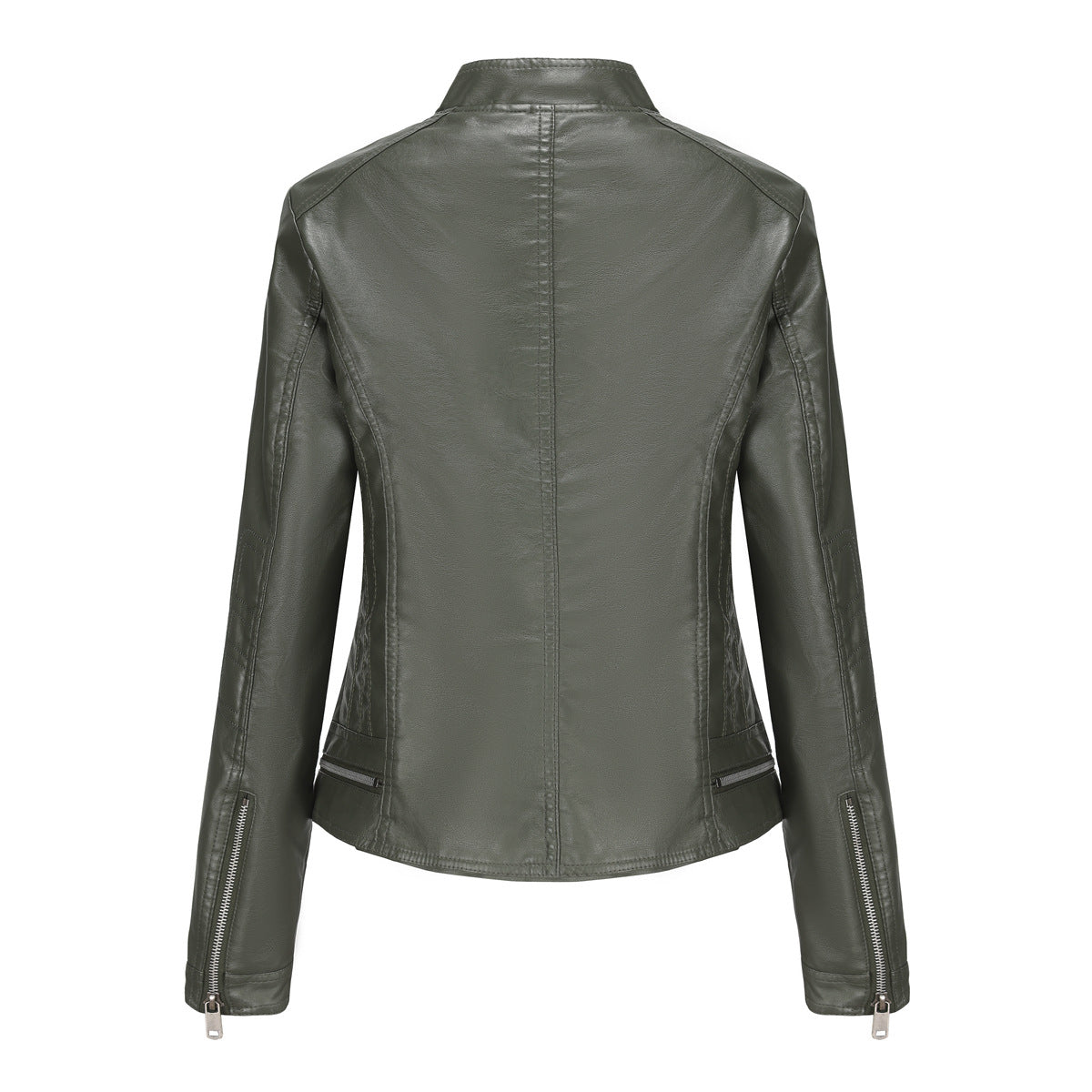 Faux Leather Jackets for Women 2024 Autumn Moto Biker Zipper Jacket Spring Motorcycle Coat Army Green Brown Red Jaqueta Feminina